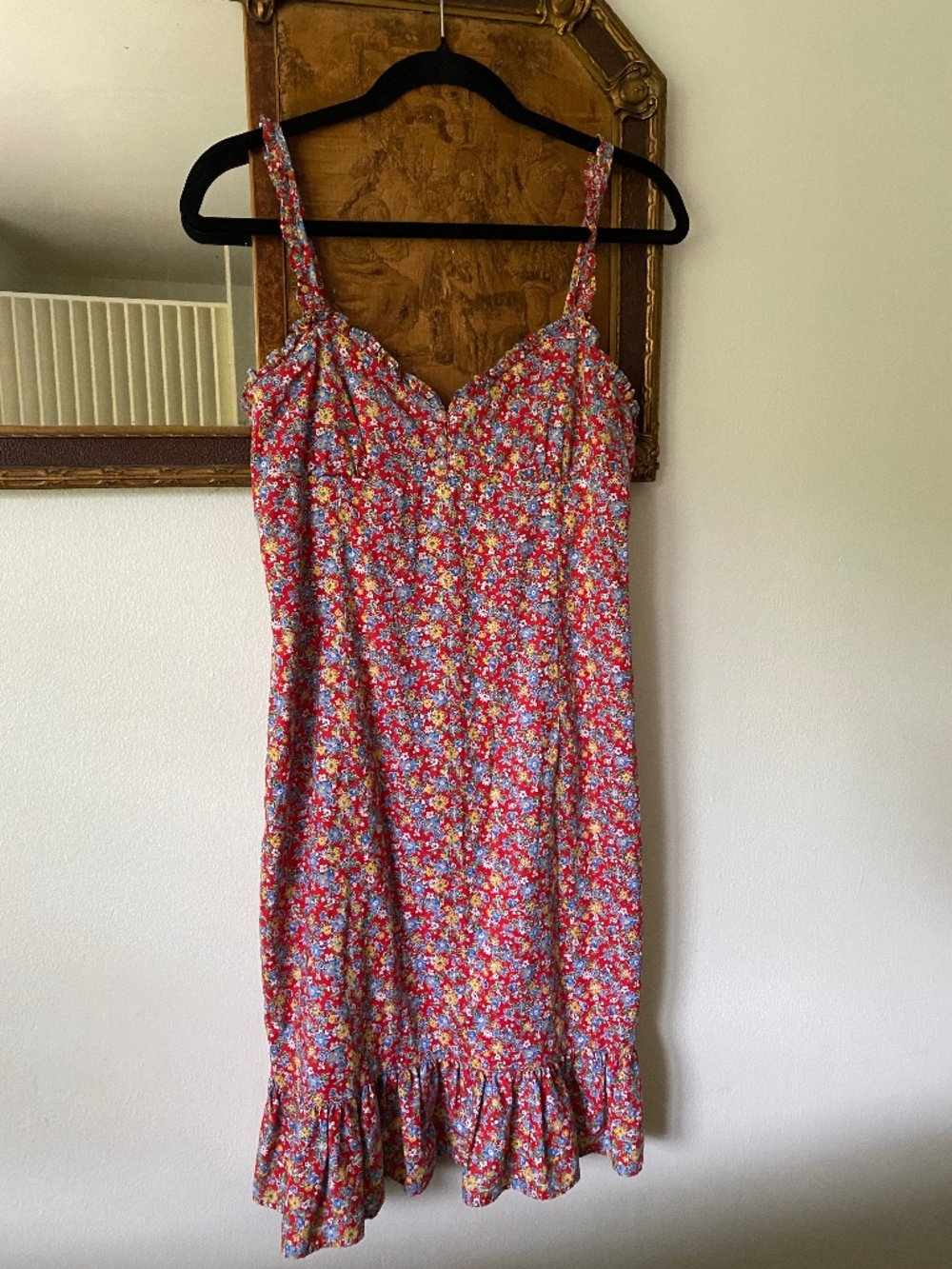 Vintage 1990s Ralph Lauren Ditzy Floral Sundress Preppy Ruffle Summer Size 6